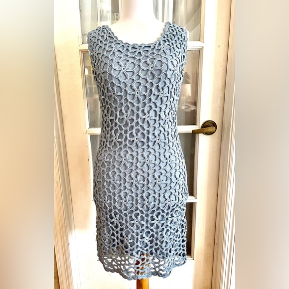 EUC SZ S Catherine Malandrino Powder Blue Crochet dress. - Picture 1 of 4